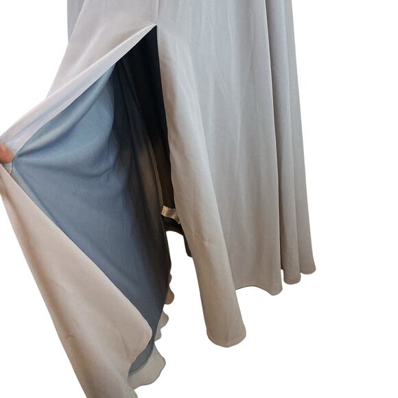 Betsy & Adam Metallic Beaded Chiffon Long Evening Gown Grey Women Size 16 NWT - Picture 7 of 13